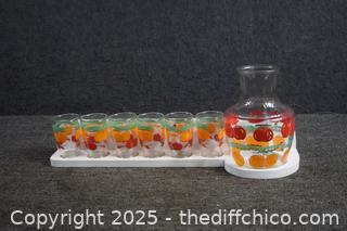 Vintage Juice Set-Wall Shelf-6 glasses plus pitcher