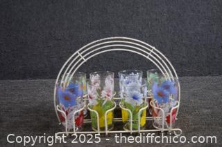 8 Vintage Tumblers plus Holder