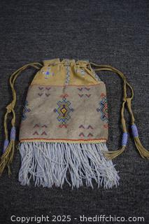 Vintage Leather Beaded Purse