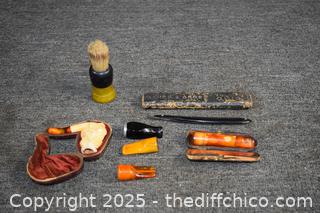 Vintage Amber Pipe and More