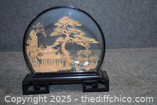 Vintage Oriental Cork Carving Art