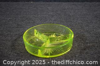 Green Depression Glass Divided Tray