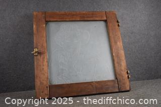 Etched Lady Vintage Furniture Door - 26in x 25in
