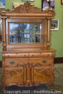 Dave Refinished-Vintage Oak Buffet-48in x 25in x 81in - no key