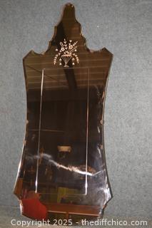 Vintage Rose Colored Beveled Mirror-16in x 37in