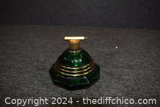 Dark Green and Gold Perfume Bottle - no Atomizer