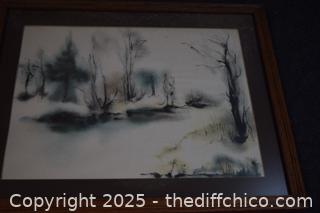 Framed Water Color - 21in x 17in