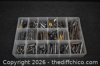 Assorted Sizes of Drill Bits plus Organizer
