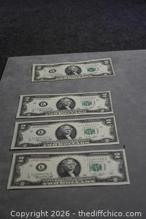 Three Sequence Number Two Dollar Bills plus one