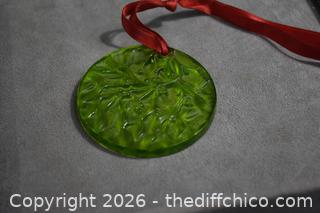 Lalique Mistletoe Green Ornament