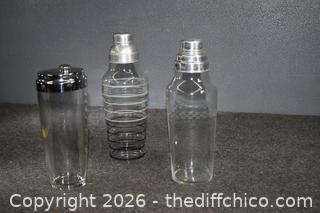 Three Glass Cocktail Shakers