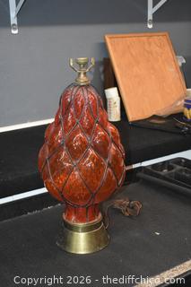Vintage Mid Century Amber Glass Lamp