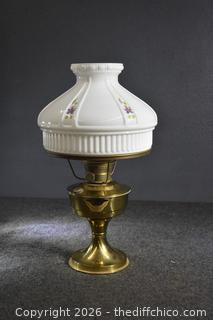 Vintage Brass Aladdin Oil Lamp plus Milk Glass Shade