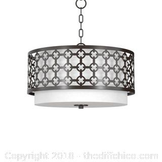 Park Harbor PHHL6033ORB 19" Wide 3 Light Single Tier Drum Style Chandelier with Patterned Metal