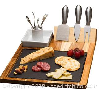 Zelancio Slate Cheese Board Set - 10 Piece Set Includes 4 Stainless Steel Cheese Tools - X35