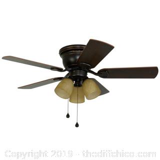 Harbor Breeze Centreville 42-in Oil Rubbed Bronze Indoor Flush Mount Ceiling Fan with Light Kit (5-blade) (J9)