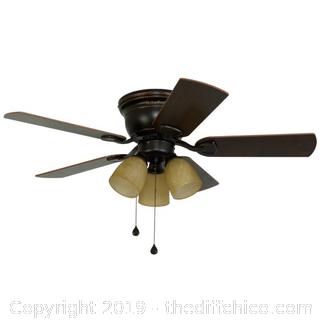 Harbor Breeze Centreville 42-in Oil Rubbed Bronze Indoor Flush Mount Ceiling Fan with Light Kit (5-blade) (J9)