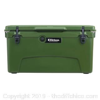 ELKTON OUTDOORS 75 QUART ICE CHEST WITH BOTTLE OPENER, DRAIN PLUG & FREEZER GASKET SEAL - GREEN (J4)