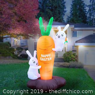 Holidayana Inflatable Easter Bunny Climbing Carrot Decoration with Built-In Fan and LED Lights (J4)