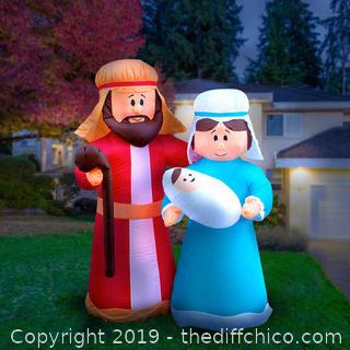 Holidayana Inflatable Christmas Mary and Joseph Decoration with Built-In Fan and LED Lights (J11)
