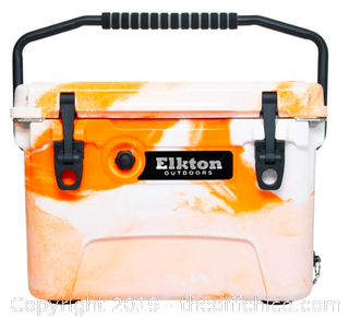 Elkton Outdoors 20 Quart Ice Chest With Bottle Opener, Drain Plug & Freezer Gasket Seal - Orange (J8)