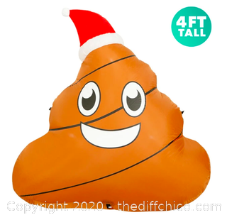 Holidayana 4 ft Inflatable Christmas Poop Outdoor Decoration with LED Lights, Fan, and Stakes (J5)