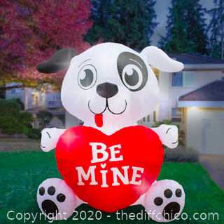 Holidayana Inflatable Valentines Day Dog with Heart Decoration with Built-In Fan and LED Lights (J7)
