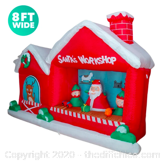 Holidayana 8 ft Inflatable Christmas Santa Workshop Outdoor Decoration with LED Lights (J19)