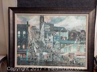 "Climbing California" San Francisco Circa 1900 Signed and Numbered Lithograph by Stanton Manolakas - 30" x 40" - Attached Certification of Authenticity