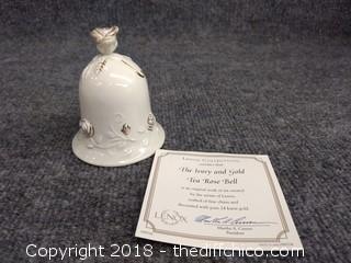 Lenox Collections Ivory and Rose Tea Bell, Porcelain with 24 k Gold Trim with Certificate of Authenticity - Mint Condition
